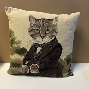 Jacquard Woven Throw Pillow Cover - Susan Herbert Cat A - 18x18 in Belgian Made